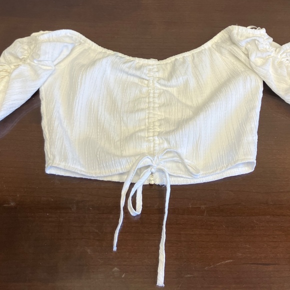 HYFVE White Crop Top Tie Sleeve and Front Blouse as S - Picture 5 of 5